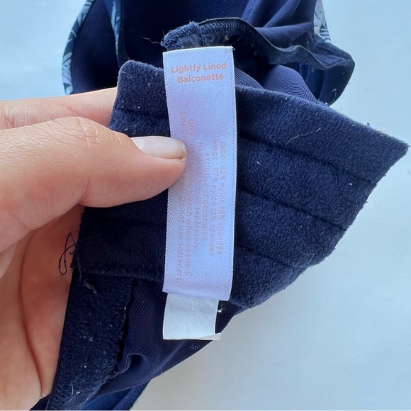 Cacique Blue Tropical Palm Floral Print Lightly Lined Balconette Bra - Picture 6 of 6